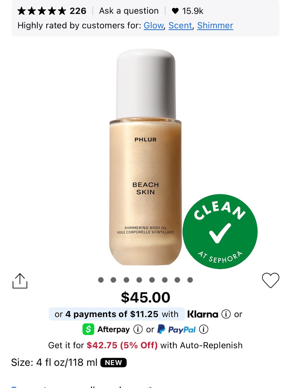 PHLUR Beach Skin Shimmering Body Oil — Golden Highlighter